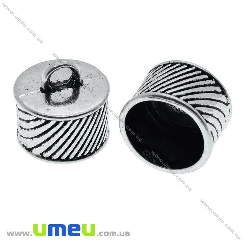 Ковпачок металевий, 16х16 мм, Античне срібло (OBN-022882)