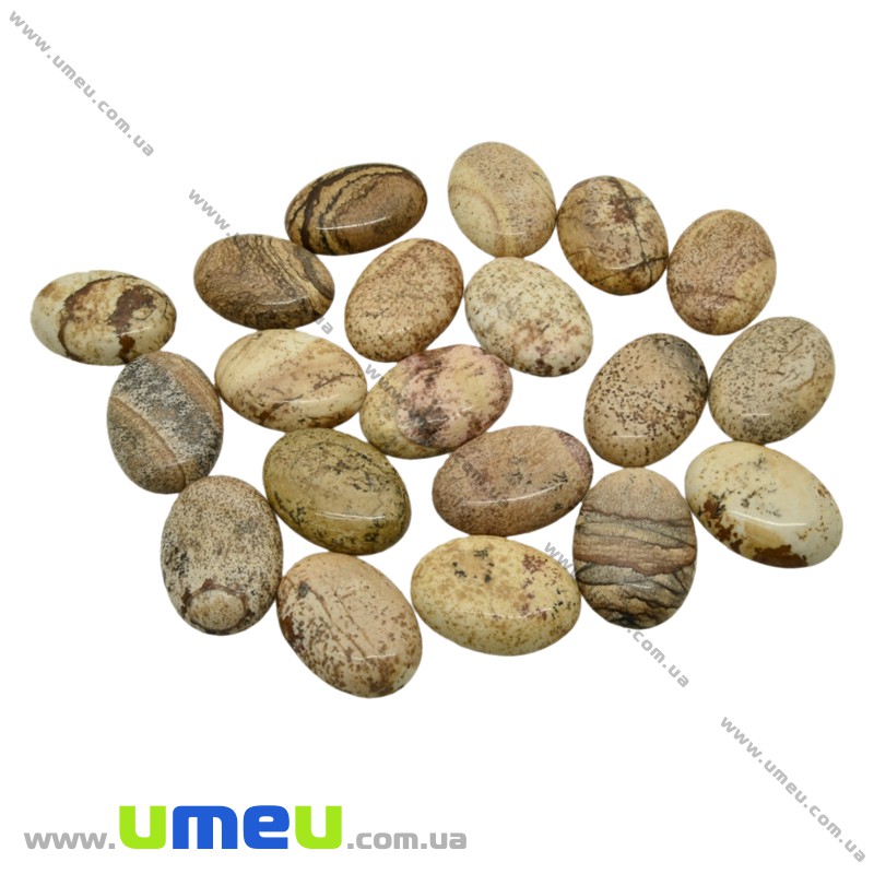 Кабошон нат. камінь Яшма пейзажна, Овал, 18х13 мм (KAB-025964)