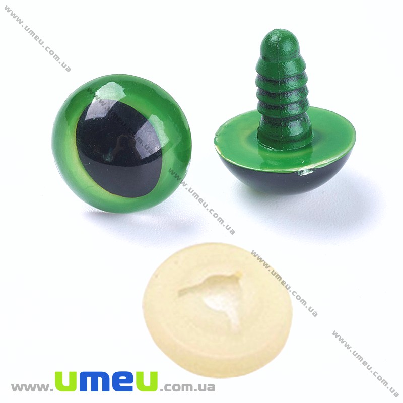 Глазки со штифтом круглые (с заглушками), 15 мм, Зеленые (DIF-030540)