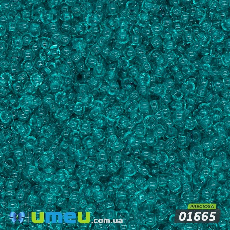 Бісер чеський №161/01665, Бірюзовий, Прозорий, 10/0 (BIS-043759)