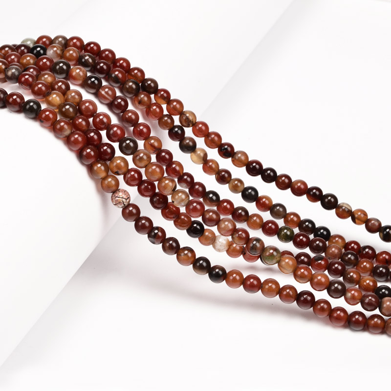 Намистини Агат коричневий, Натур. камінь, 4,5 мм, Круглі (BUS-053973)