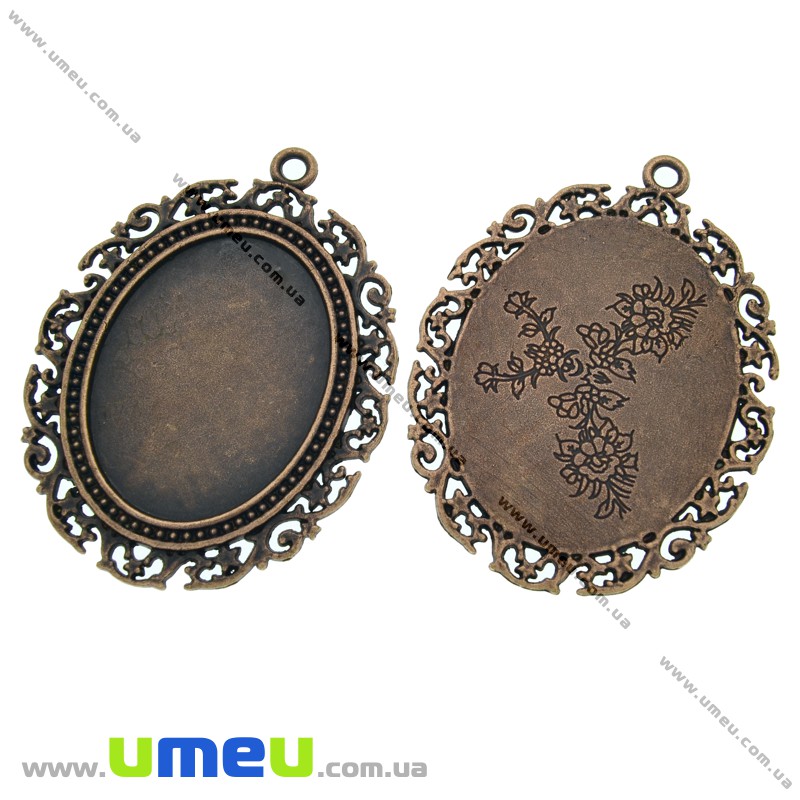 Основа овальна ажурна, 64х48 мм, 40х30 мм, Мідь (OSN-011154)