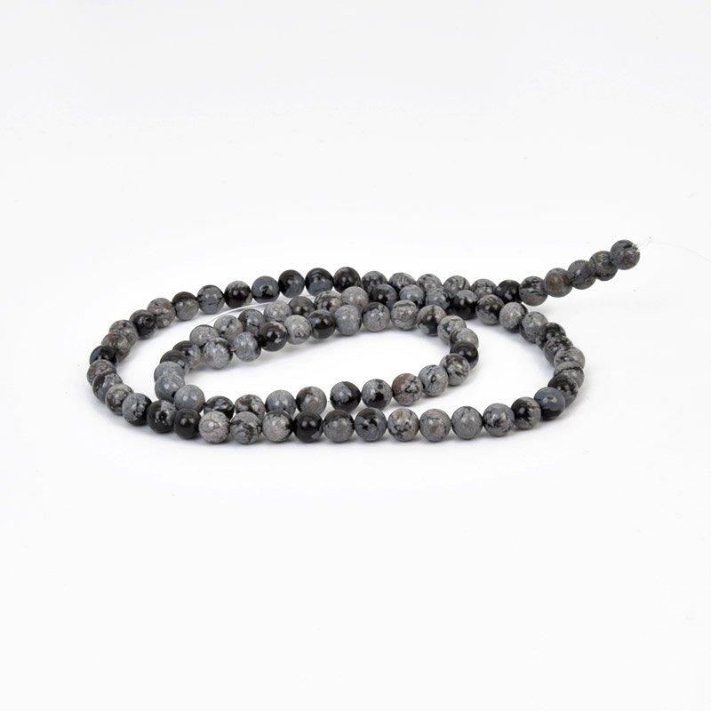 Намистини Сніжний обсидіан, Натур. камінь, 4,5 мм, Круглі (BUS-057998)