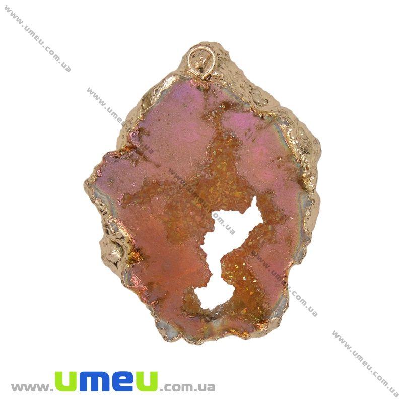 Підвіска з натурального каменю, Друза агату, Помаранчева, 48х37 мм (POD-033069)