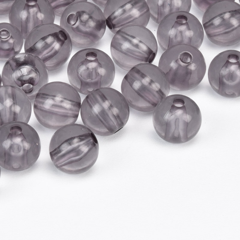 Намистини акрилові, Круглі, 9,5 мм, Сірі (BUS-059838)