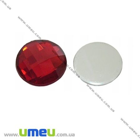 Кабошон пластиковий, Круглий гранований, 18 мм, Червоний (KAB-009528)