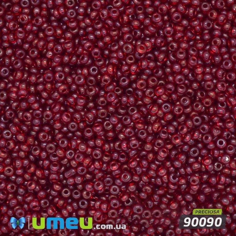 Бісер чеський 15/0, №90090, Червоний темний, Прозорий (BIS-031265)