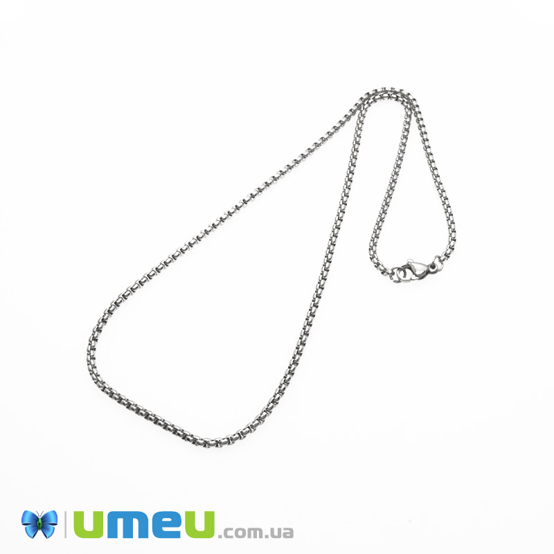 Основа на шию з нерж. ст., Темне срібло, 2,5 мм, 45 см (STL-044621)