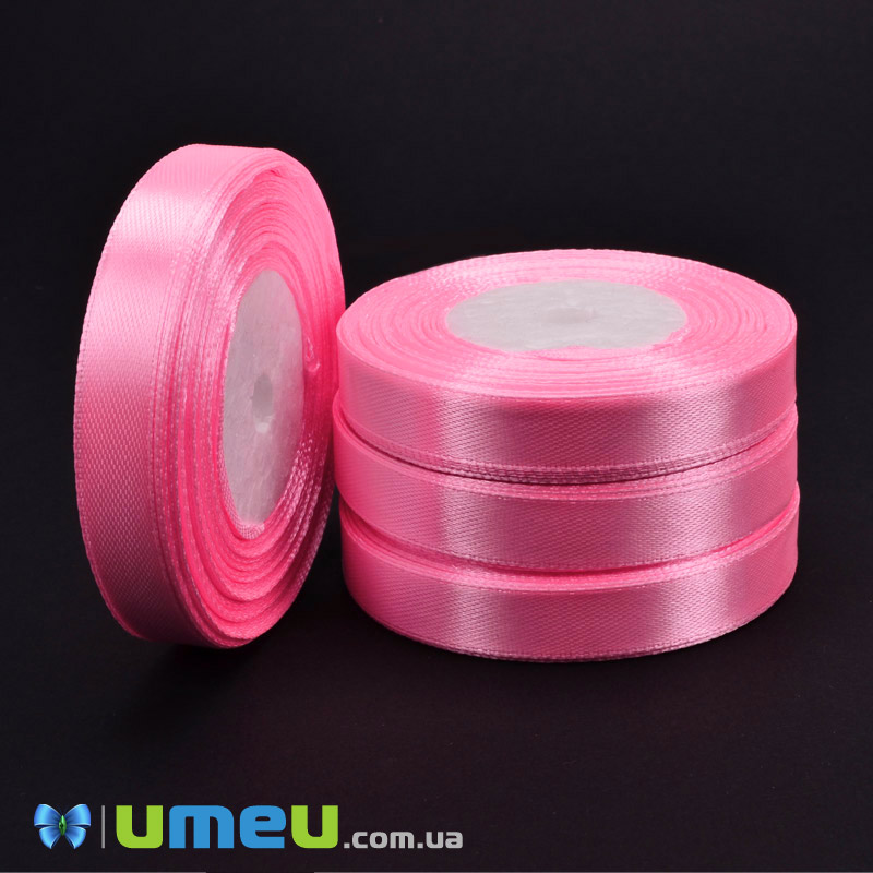 Атласна стрічка, 12 мм, Рожева (LEN-051038)