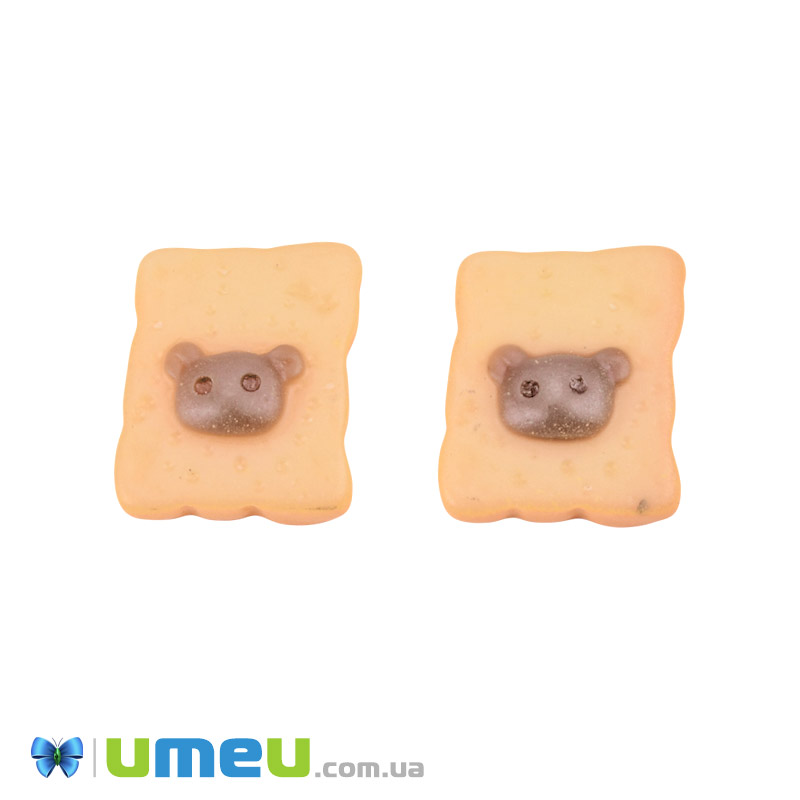 Кабошон із полімерної глини, Тост, 16х14 мм, Бежевий (DIF-050819)