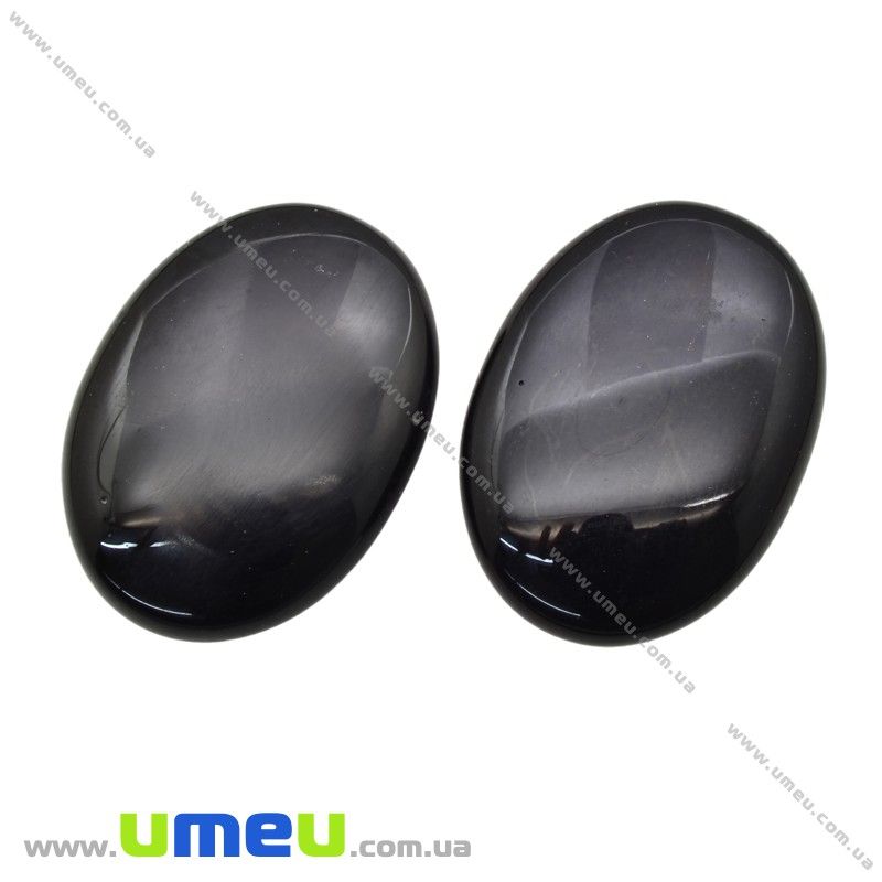 Кабошон нат. камінь Обсідіан чорний, Овал, 29х21 мм (KAB-028849)