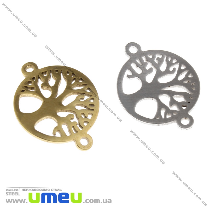 Конектор з нерж. сталі Дерево, 21х16 мм, Темне срібло (STL-036527)