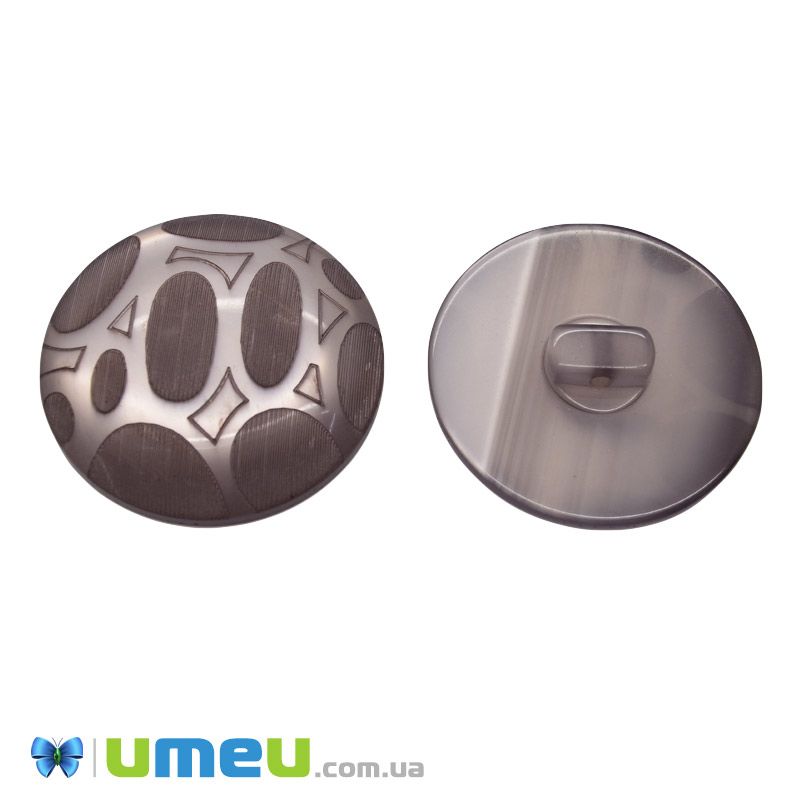 Гудзик пластиковий на ніжці тонований Круглий, 34 мм, Пудровий темний (PUG-046262)