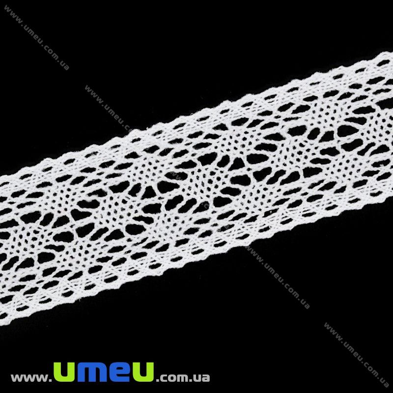 Мереживо бавовняне, 45 мм, Біле (LEN-029843)