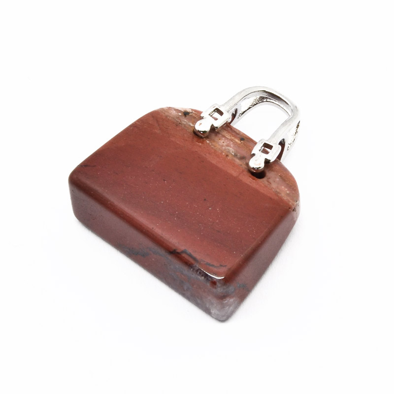 Подвеска Сумочка, Натур. камень Яшма красная, 27х25х10 мм (POD-054423)