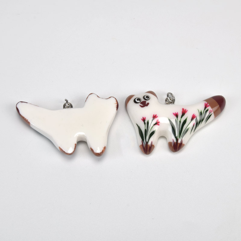 Подвеска Котик из полимерной глины, 40х27 мм, С рисунком (POD-059375)