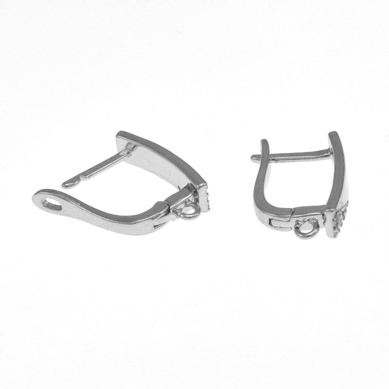 Швензи, Латунь з покриттям Родій, Стрази куб. цирконій, 18х11х4 мм (OSN-059038)