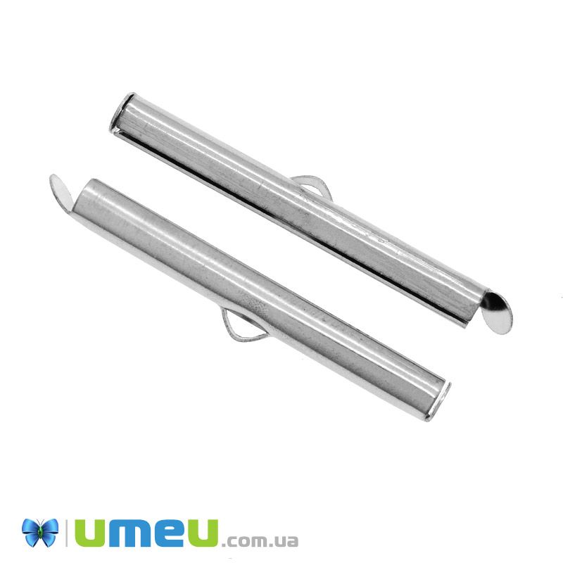 Затискач круглий, 34х6х4 мм, Темне срібло (ZAG-047263)