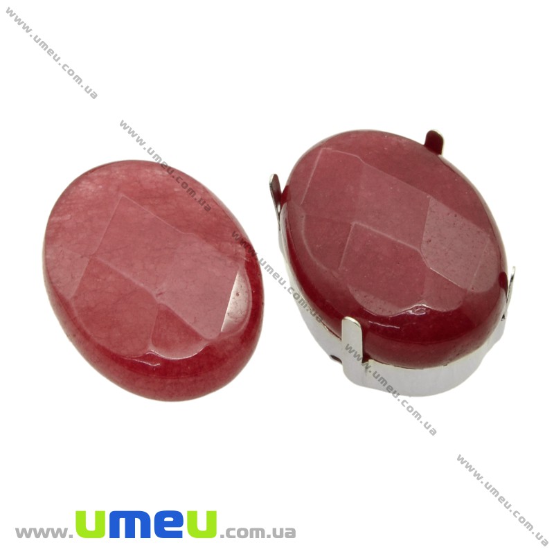 Кабошон нат. камінь двосторонній Нефрит червоний, Овал, 18х13 мм (KAB-020602)