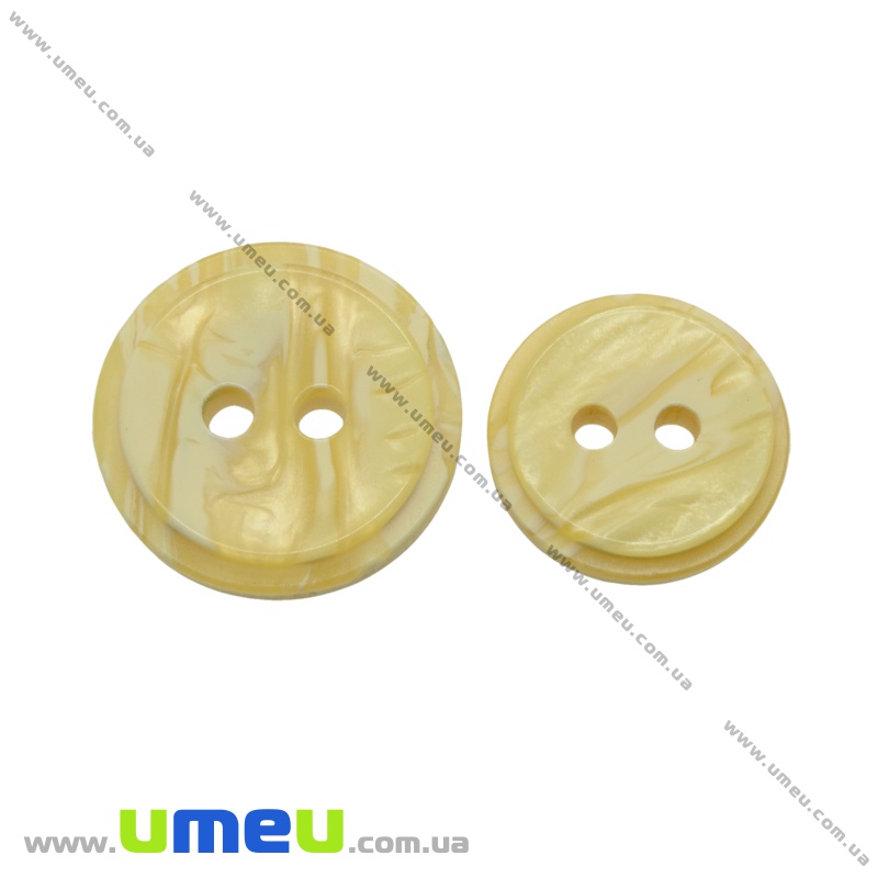 Пуговица пластиковая Круглая, 15 мм, Желтая (PUG-021393)