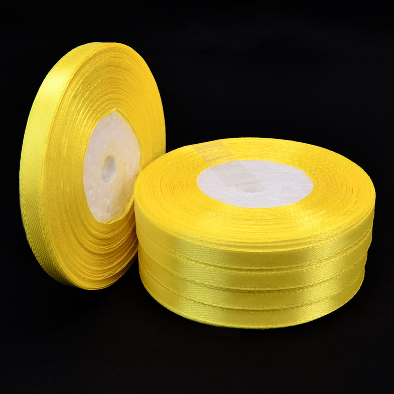 Атласная лента, 6 мм, Желтая (LEN-052810)