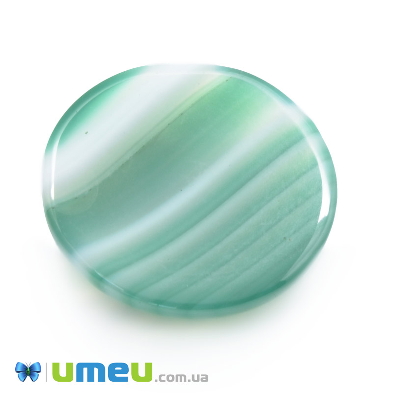 Кабошон нат. камінь Агат зелений, Круглий, 25 мм (KAB-050015)