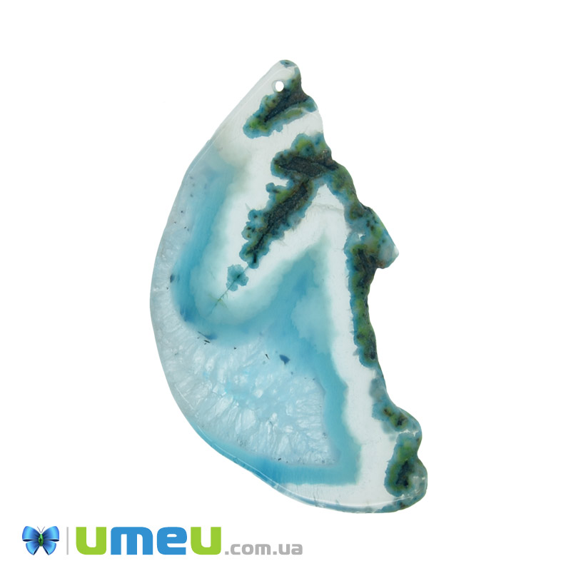 Зріз Агату, Блакитний, 85х47 мм (POD-020159)