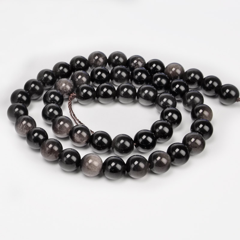 Намистини Обсидіан чорний, Натур. камінь, 8,5 мм, Круглі (BUS-053987)