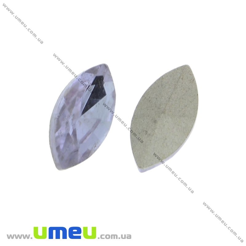 Риволи стеклянный, Лодочка граненая, 15х7 мм, Сиреневый (KAB-025831)