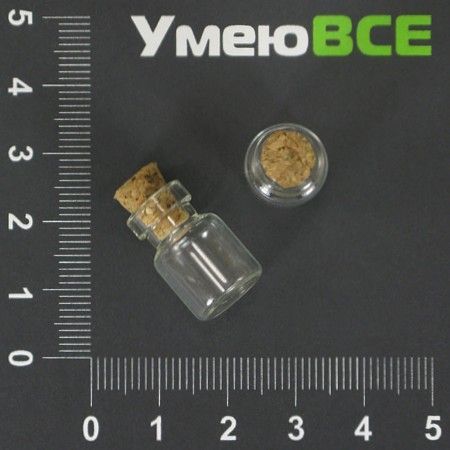 Стеклянная баночка с пробкой, 12х18 мм (DIF-001861)