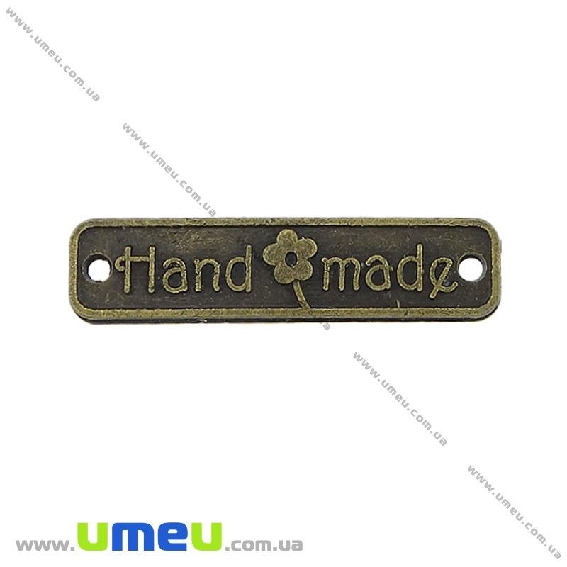 Конектор-пластина металевий Hand made, 25х6 мм, Антична бронза (KON-020263)