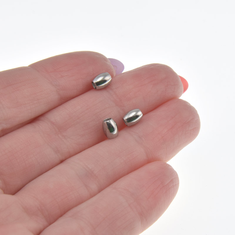 Намистини з нержавіючої сталі Рис, 5х4 мм, Темне срібло (STL-058402)