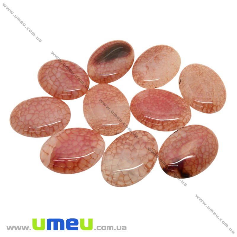 Кабошон нат. камінь Агат Вени Дракона червоний, Овал, 40х30 мм (KAB-025972)