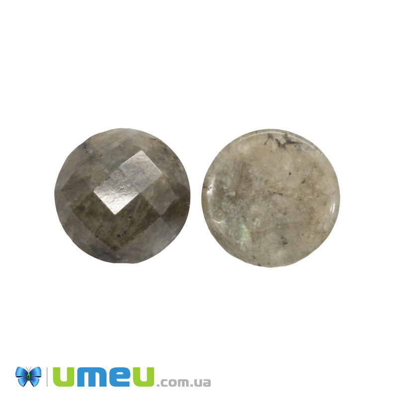 Кабошон нат. камінь Лабрадорит, Круглий гранований, 14 мм (KAB-050565)