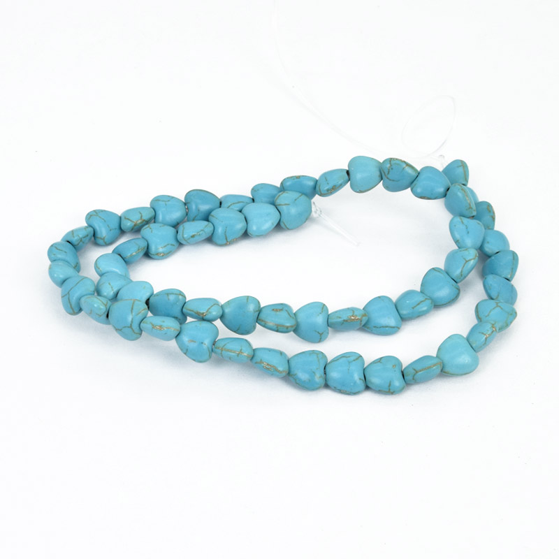 Намистини Бірюза пофарбована, Синт. камінь, 8х8х4,5 мм, Серце (BUS-057532)