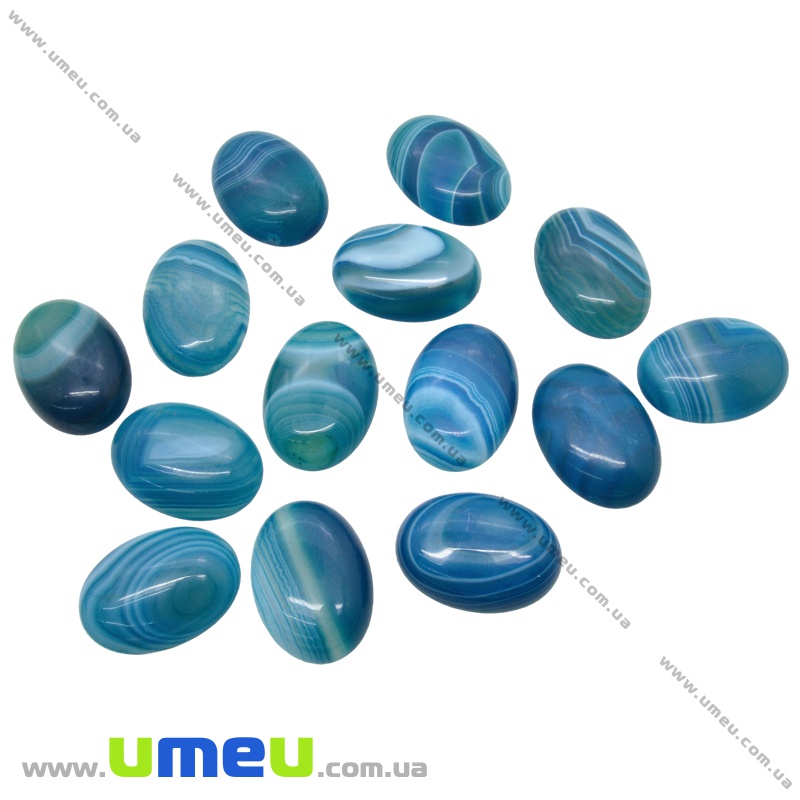 Кабошон нат. камінь Агат синій, Овал, 25х18 мм (KAB-035268)