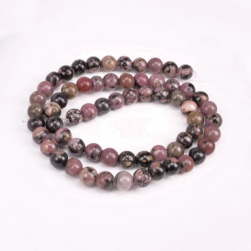 Бусины Родонит, Натур. камень, 6,5 мм, Круглые (BUS-051735)