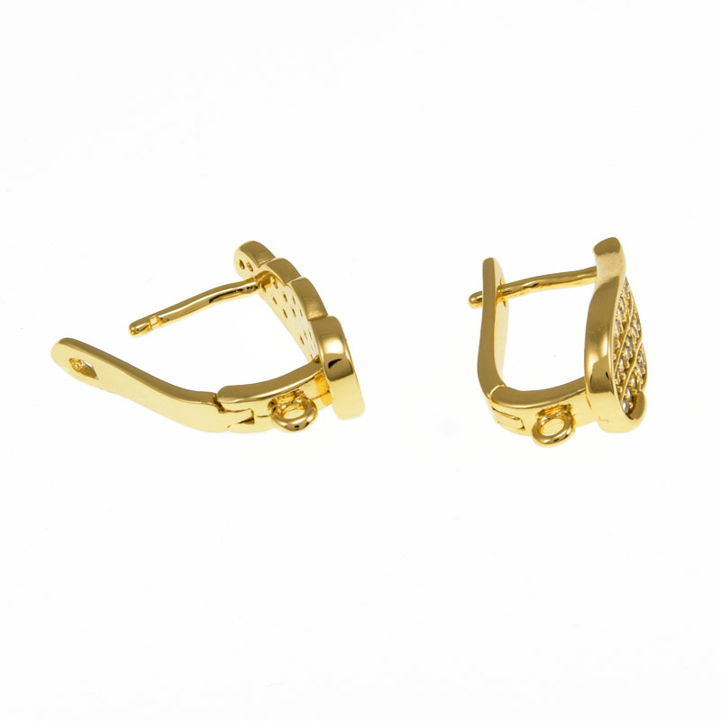 Швензи, Латунь з покриттям 18 kt, Стрази куб. цирконій, 19х10х7 мм (OSN-059063)