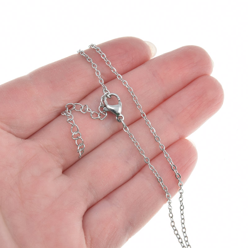 Основа на шею из нерж. ст. с удлинителем, Темное серебро, 1,7 мм, 40 см (STL-058316)