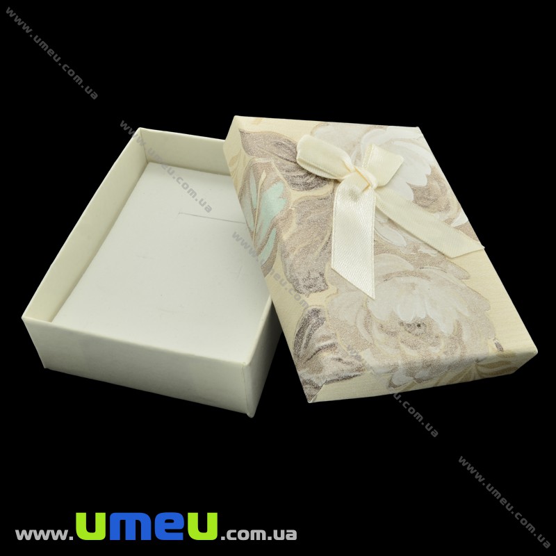 Подарункова коробочка Прямокутна з візерунком, 9х7х3 см, Кремова (UPK-023170)