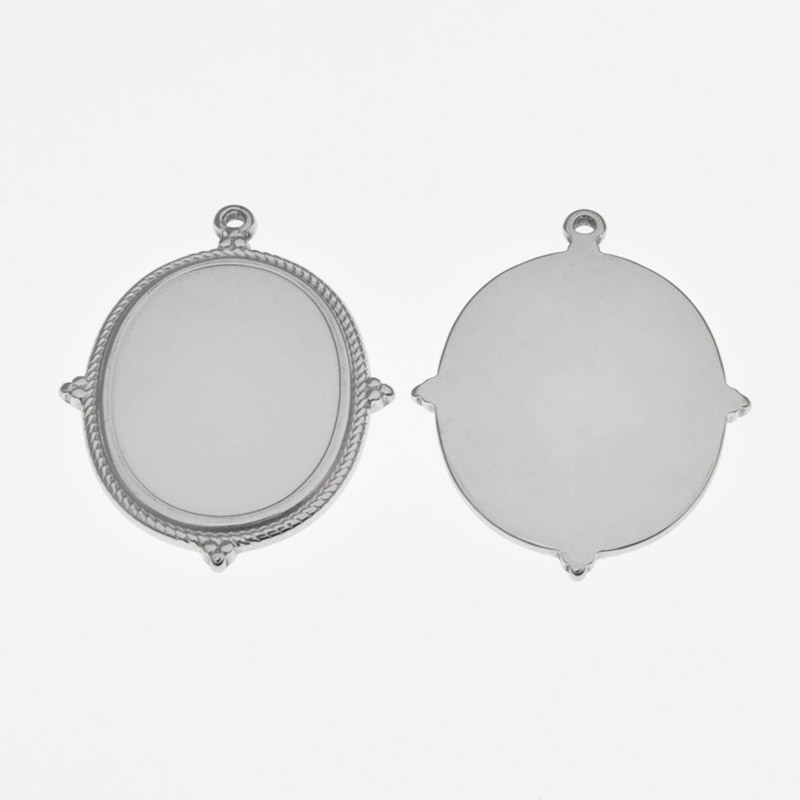 Основа овальна з нерж. сталі, 36,5х26,5 мм, 25х18 мм, Темне срібло (STL-059505)