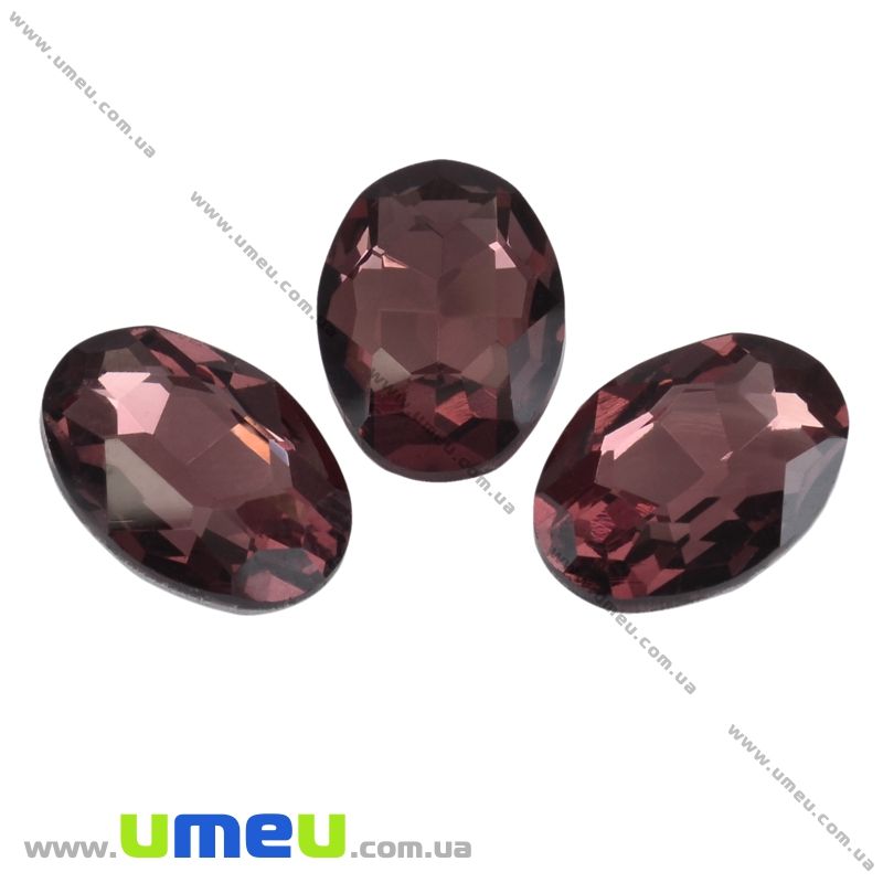 Ріволі скляний, Овал гранований, 18х13 мм, Коричневий (KAB-031359)