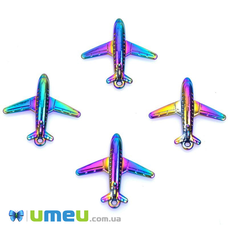 Підвіска метал. Літак, 26х25 мм, Різнокольорова (POD-045055)