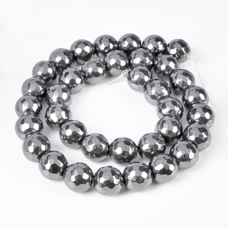 Намистини Гематит, Натур. камінь, 11,5 мм, Круглі грановані (BUS-051829)