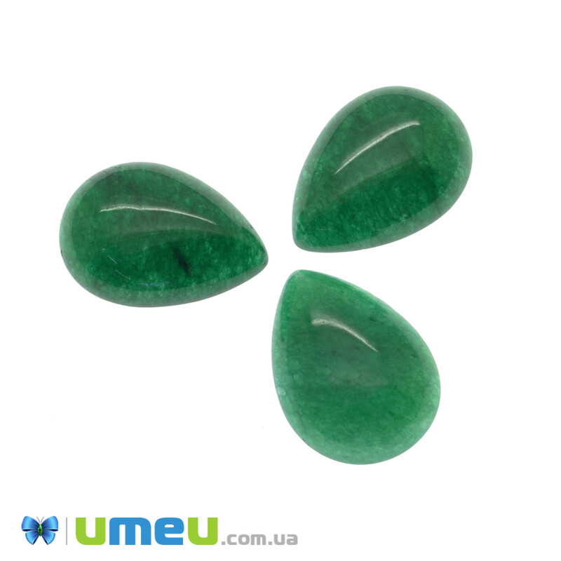Кабошон нат. камінь Нефрит зелений, Крапля, 18х13 мм (KAB-042749)