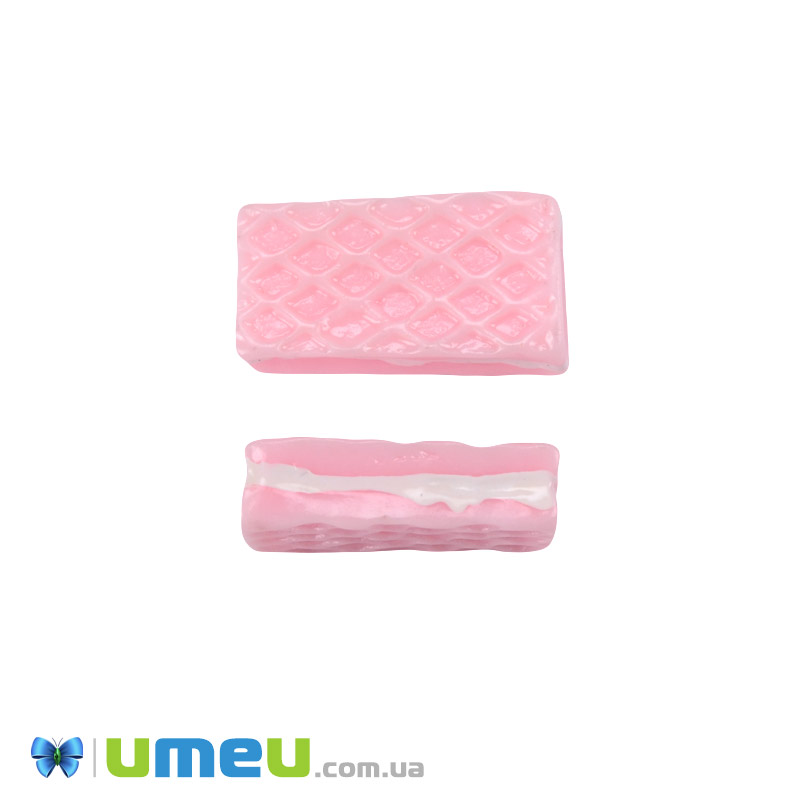 Кабошон из полимерной глины, Вафля, 18х10 мм, Розовый (DIF-050832)