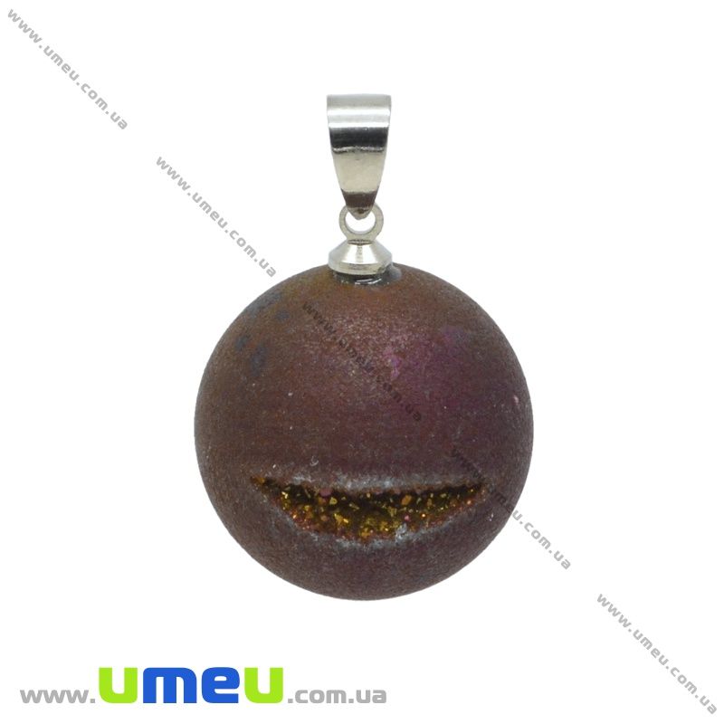 Підвіска з натурального каменю Куля, Друза агату, Бордова, 31х20 мм (POD-033072)