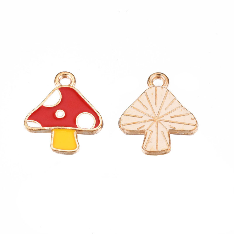 Підвіска метал. Грибочок червоний, 15х13 мм, Золото (POD-053646)