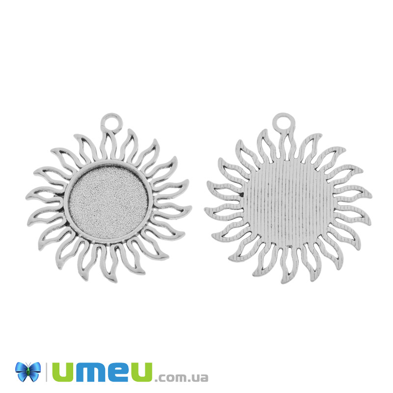 Основа кругла ажурна, 37х34 мм, 16 мм, Темне срібло (OSN-049447)