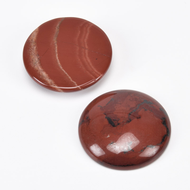 Кабошон нат. камень Яшма красная, Круглый, 25 мм (KAB-012680)